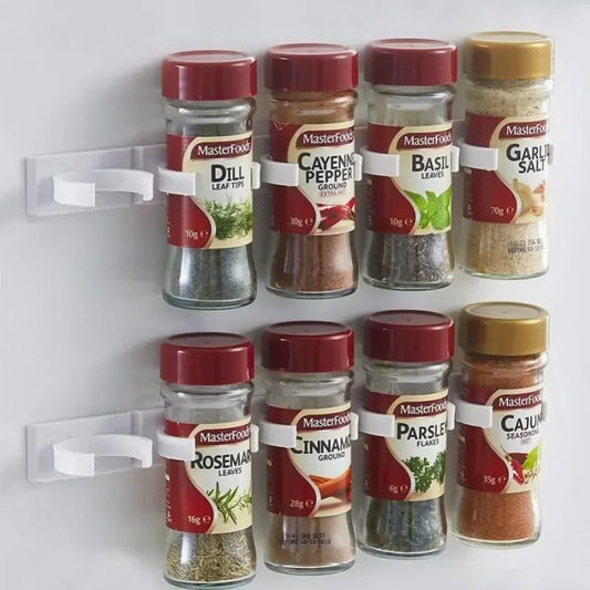 Grey Plastic Kitchen Jar Rack Wall-Mounted 2pcs